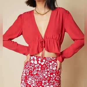Aritzia - Sunday Best Cropped Tie-Front Blouse